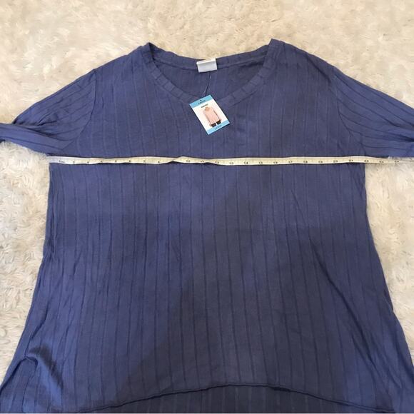 Mote denim Blue Oversized Long Sleeve Lettuce Hem Top new with tag large - Picture 5 of 7